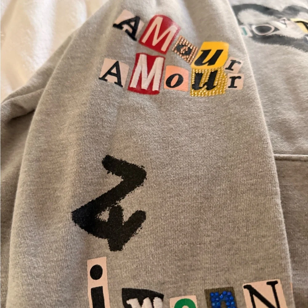 New Zadig & Voltaire Light Gray Graphic Hoodie with Multicolor Lettering - Picture 5 of 13